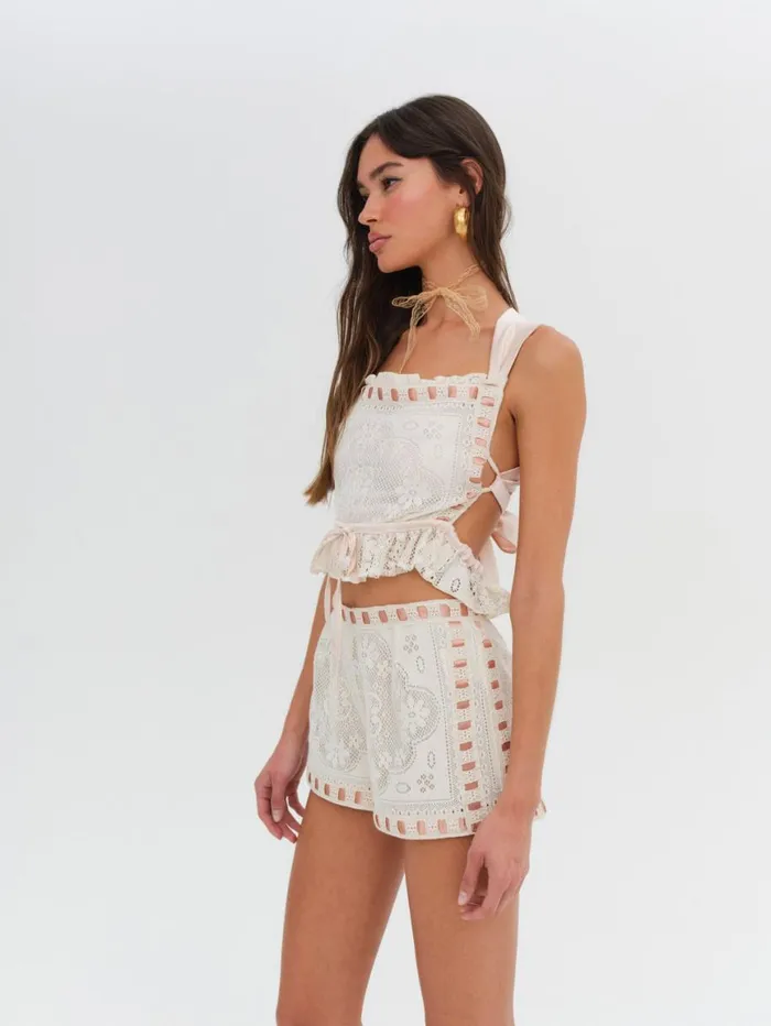 Women Bottoms For Love and Lemons Charlotte Lace Short Beige Women Bottoms For Love and Lemons Charlotte Lace Short Beige