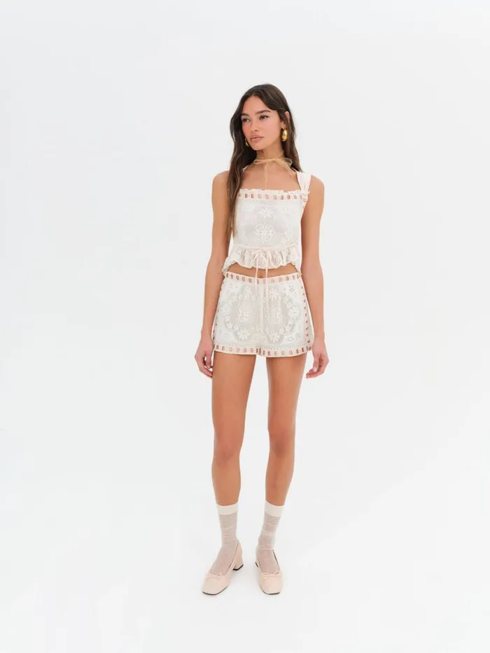 Women Bottoms For Love and Lemons Charlotte Lace Short Beige Women Bottoms For Love and Lemons Charlotte Lace Short Beige