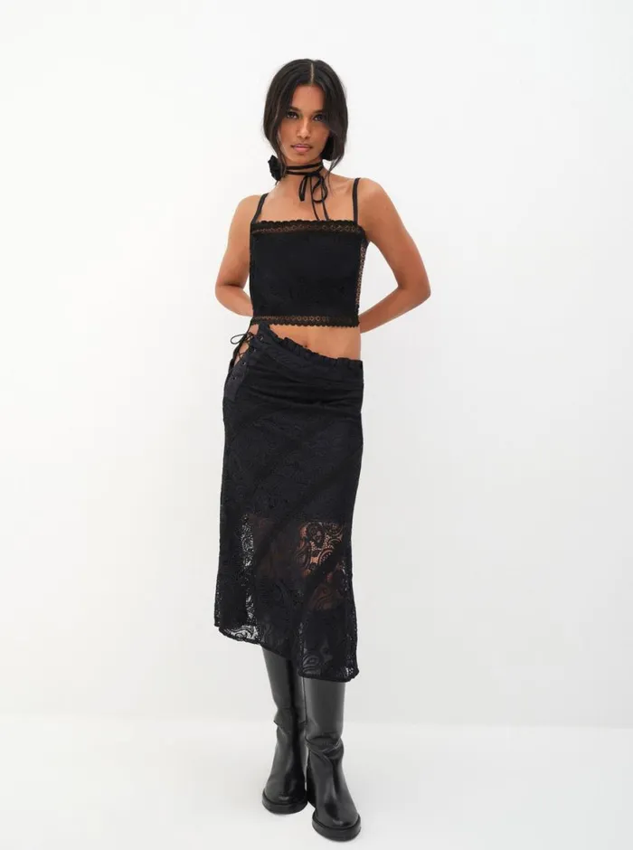 Women Bottoms For Love and Lemons Danielle Midi Skirt Black