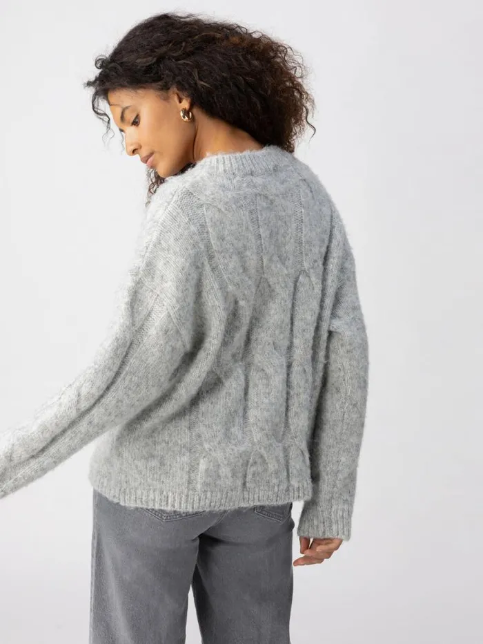 Women Cable Crew Sweater Heather Grey Sanctuary Clothing Sweaters and Cardis Women Cable Crew Sweater Heather Grey Sanctuary Clothing Sweaters and Cardis