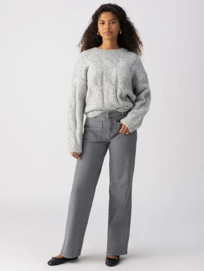 Women Cable Crew Sweater Heather Grey Sanctuary Clothing Sweaters and Cardis Women Cable Crew Sweater Heather Grey Sanctuary Clothing Sweaters and Cardis