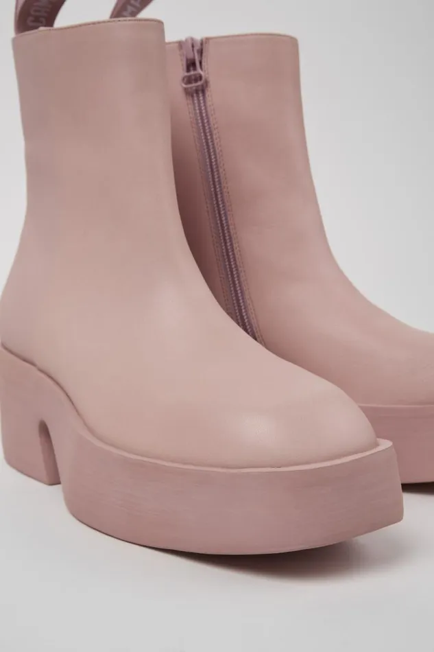 Women Camper Ankle Boots Billie Pink Leather Boots