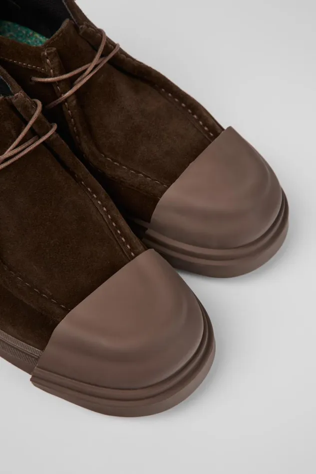 Women Camper Ankle Boots Junction Brown Nubuck Shoes