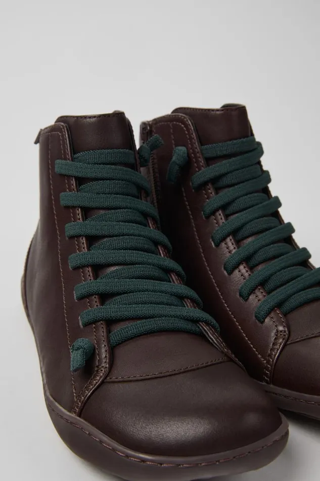 Women Camper Ankle Boots Peu Brown Leather Ankle Boots