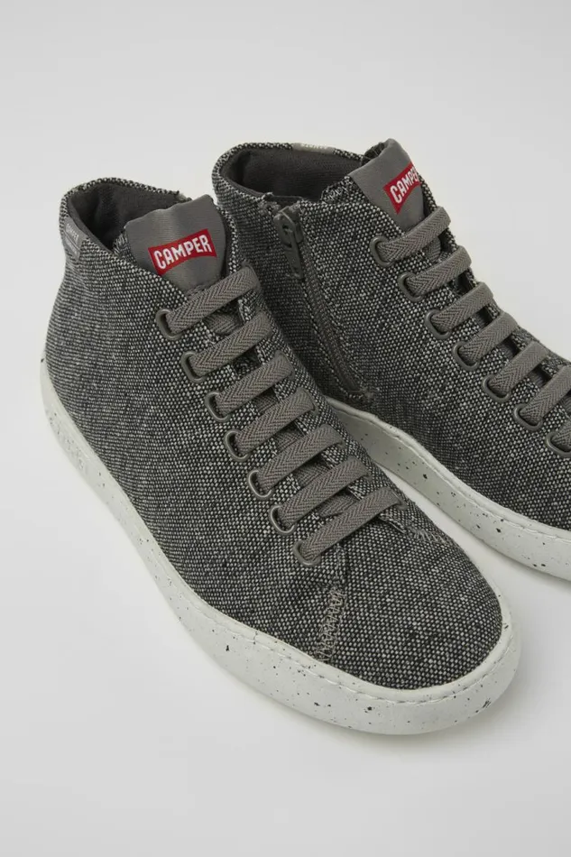 Women Camper Ankle Boots Peu Touring Gray And Black Recycled Wool Sneakers