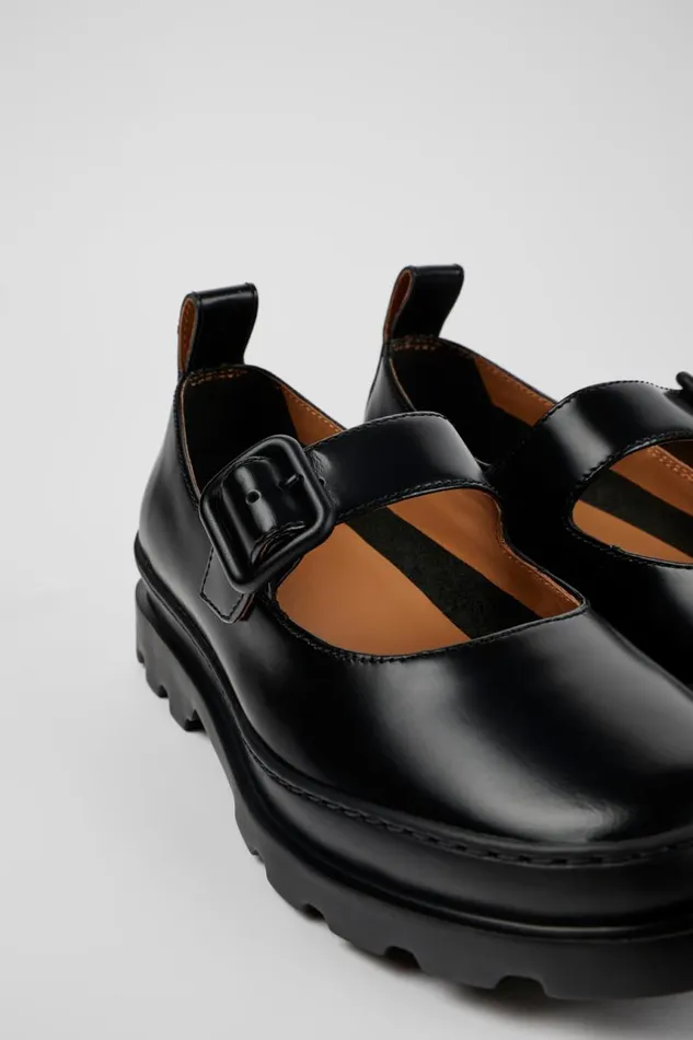 Women Camper Ballerinas Brutus Black Leather Mary Jane Flats