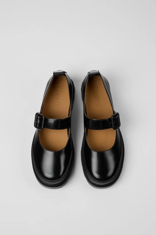 Women Camper Ballerinas Brutus Black Leather Mary Jane Flats Women Camper Ballerinas Brutus Black Leather Mary Jane Flats