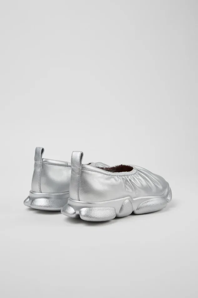 Women Camper Ballerinas Karst Silver Leather Shoes