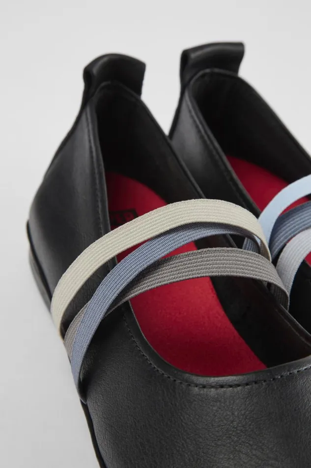Women Camper Ballerinas Twins Black Leather Ballerina