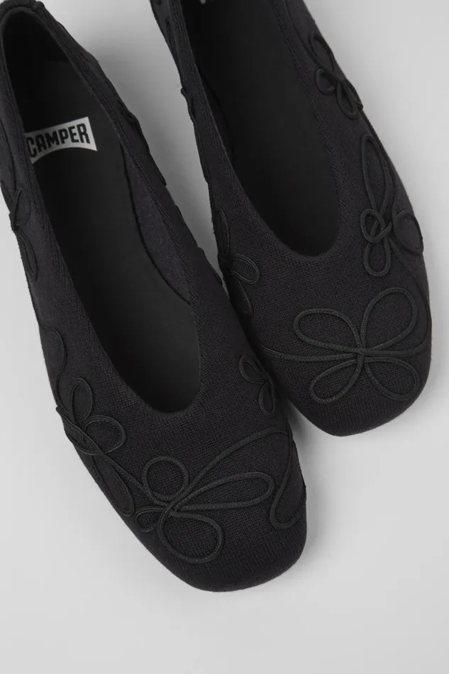 Women Camper Ballerinas Twins Black Textile Ballerinas