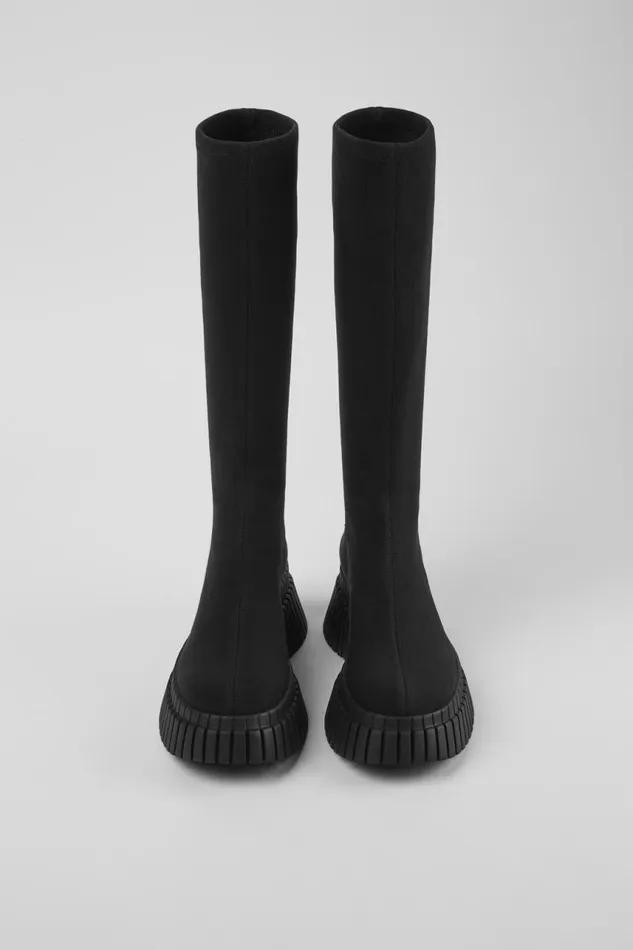 Women Camper Boots BCN TENCEL Black Textile Mid Boots