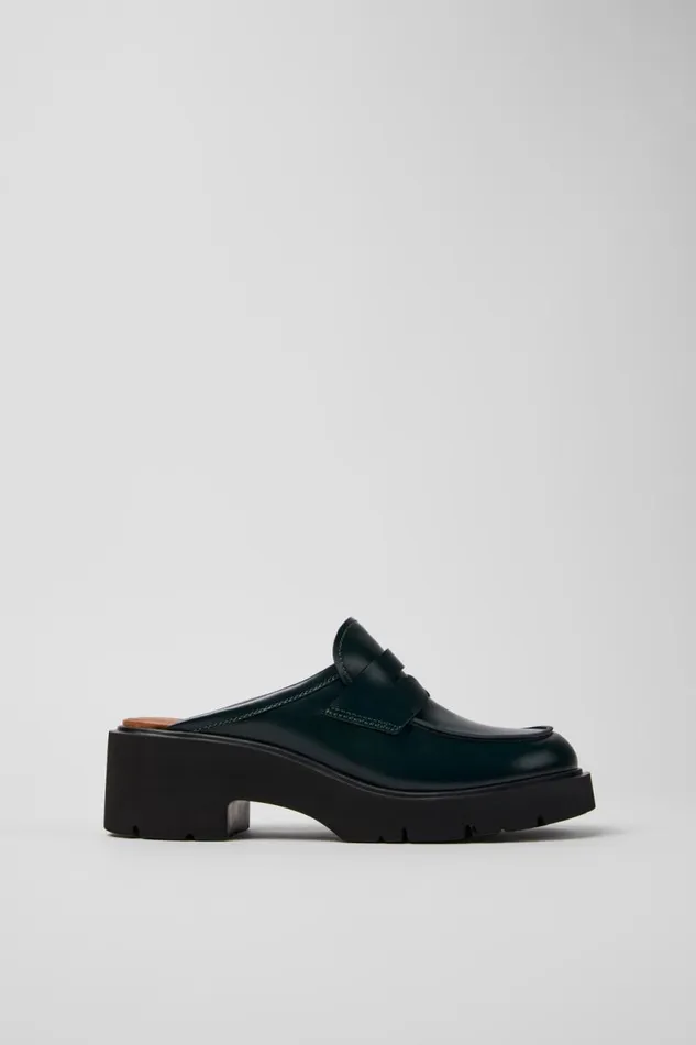 Women Camper Casual Shoes Milah Green Leather Clogs Women Camper Casual Shoes Milah Green Leather Clogs