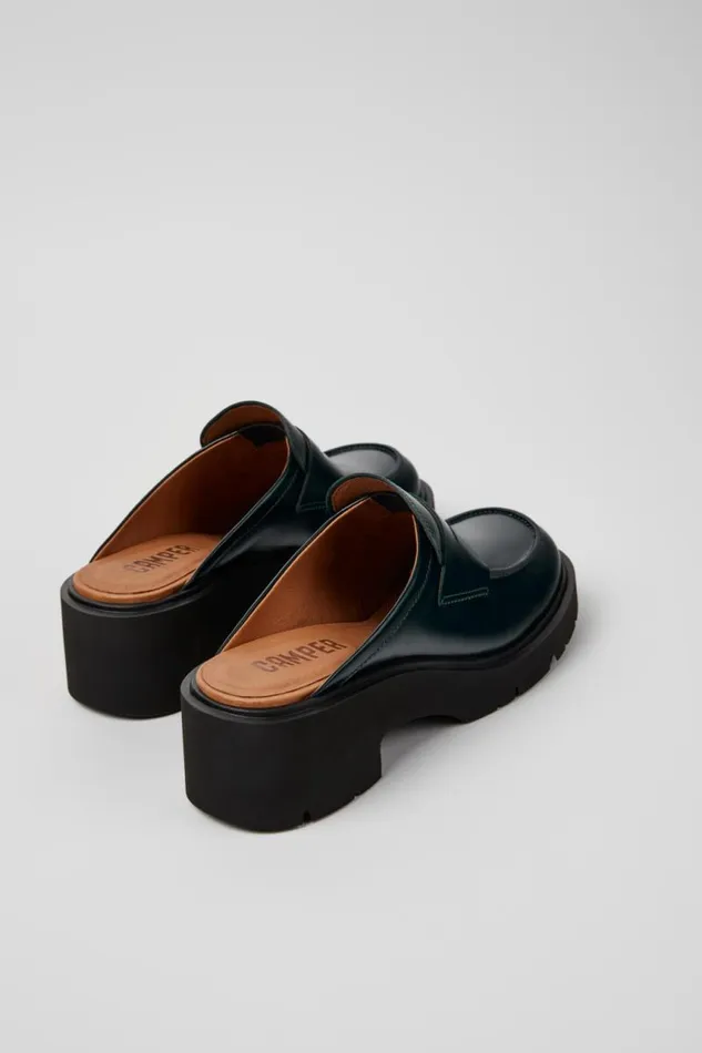 Women Camper Casual Shoes Milah Green Leather Clogs Women Camper Casual Shoes Milah Green Leather Clogs