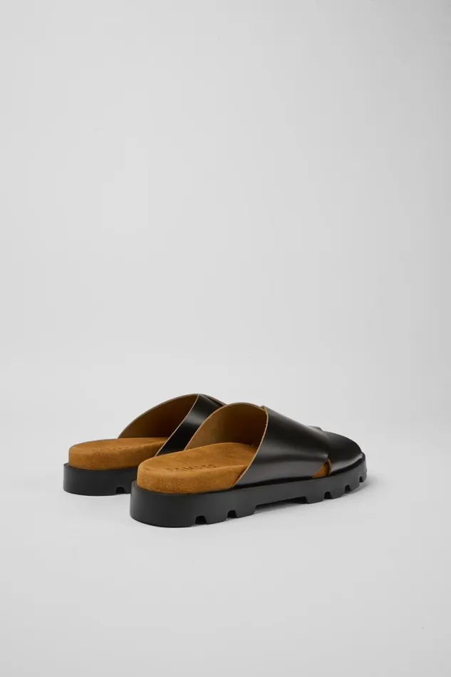 Women Camper Flat Shoes Brutus Sandal Black Leather Sandals Women Camper Flat Shoes Brutus Sandal Black Leather Sandals