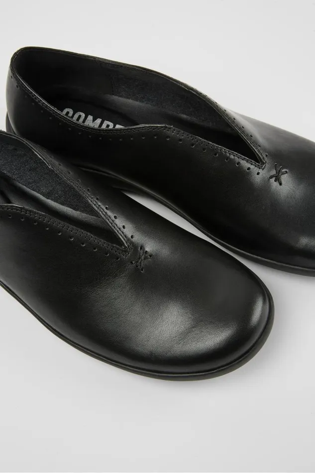 Women Camper Flat Shoes Spiral Comet Black Casual Leather Shoes