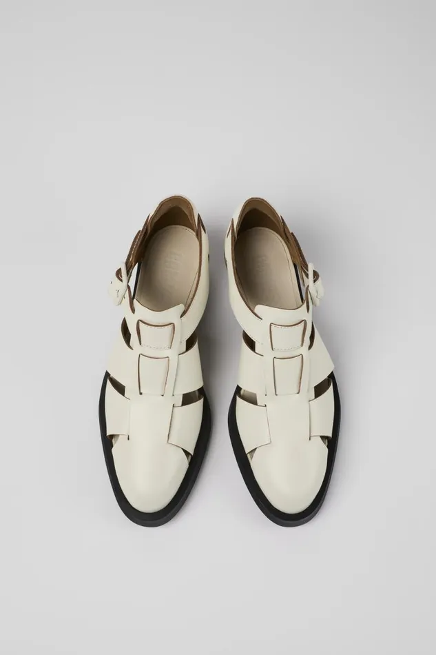 Women Camper Formal Shoes Bonnie White Leather Sandal Women Camper Formal Shoes Bonnie White Leather Sandal