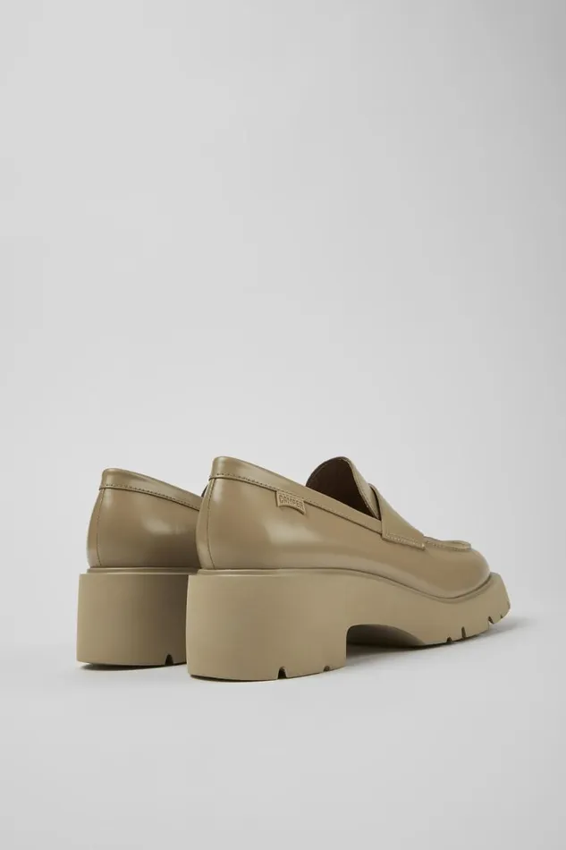 Women Camper Formal Shoes Milah Beige Leather Loafers Women Camper Formal Shoes Milah Beige Leather Loafers