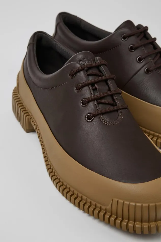 Women Camper Formal Shoes Pix Brown Leather Laceup Shoes
