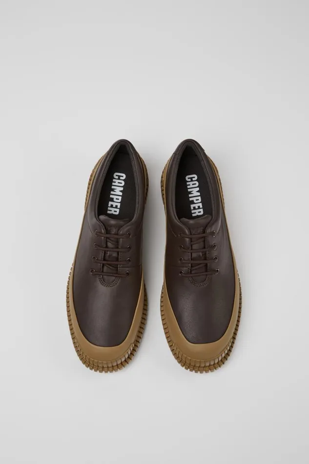 Women Camper Formal Shoes Pix Brown Leather Laceup Shoes Women Camper Formal Shoes Pix Brown Leather Laceup Shoes