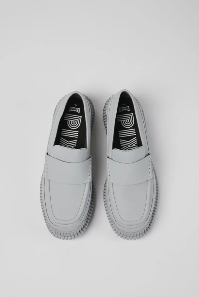 Women Camper Formal Shoes Pix Gray Leather Loafer Women Camper Formal Shoes Pix Gray Leather Loafer