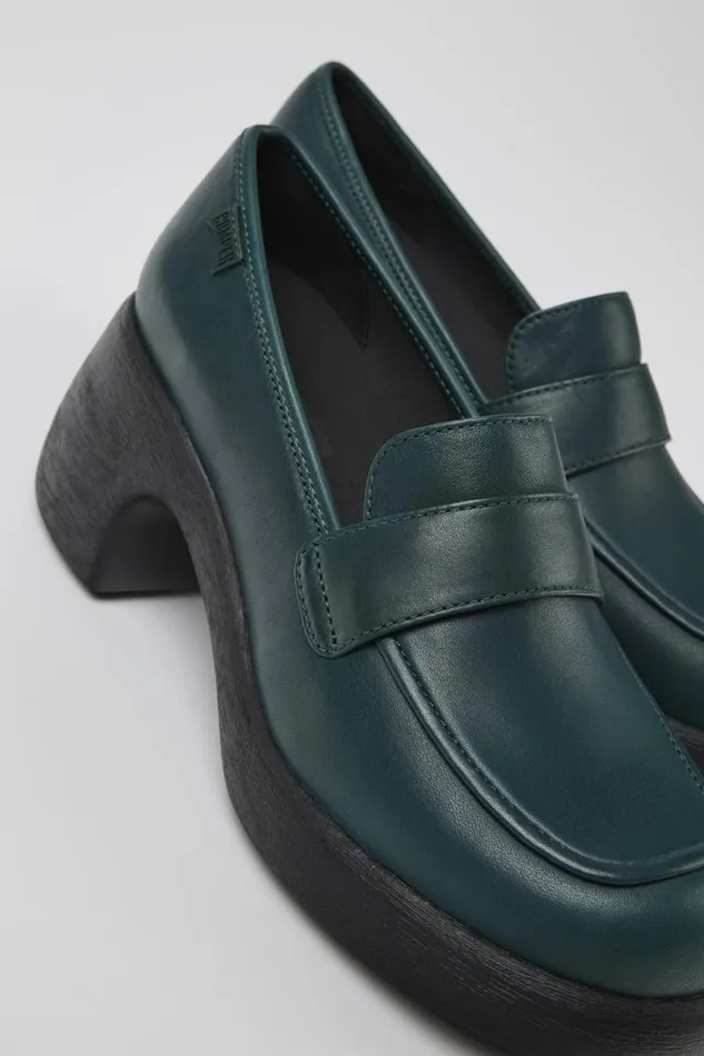 Women Camper Formal Shoes Thelma Green Leather Loafer