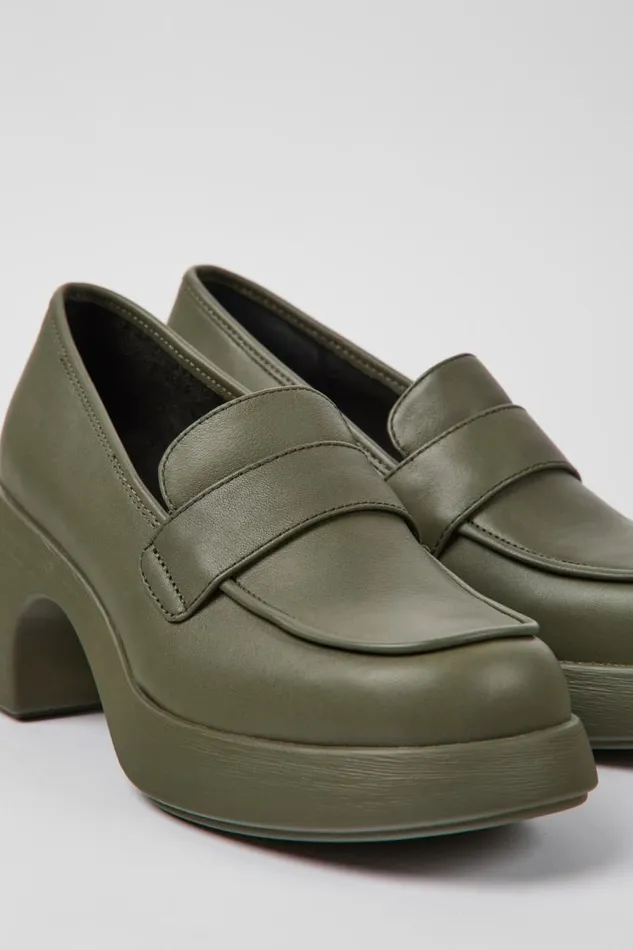 Women Camper Formal Shoes Thelma Green Leather Shoes