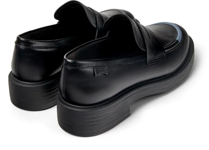 Women Camper Formal Shoes Twins Black Leather Loafers