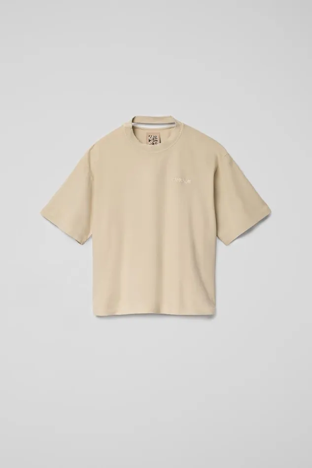 Women Camper Jersey TShirt Beige Cotton Tshirt Women Camper Jersey TShirt Beige Cotton Tshirt