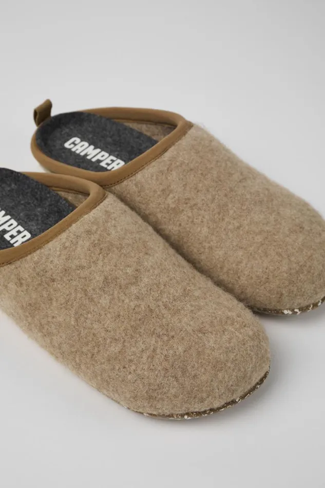 Women Camper Non Leather Shoes Wabi Brown Slippers