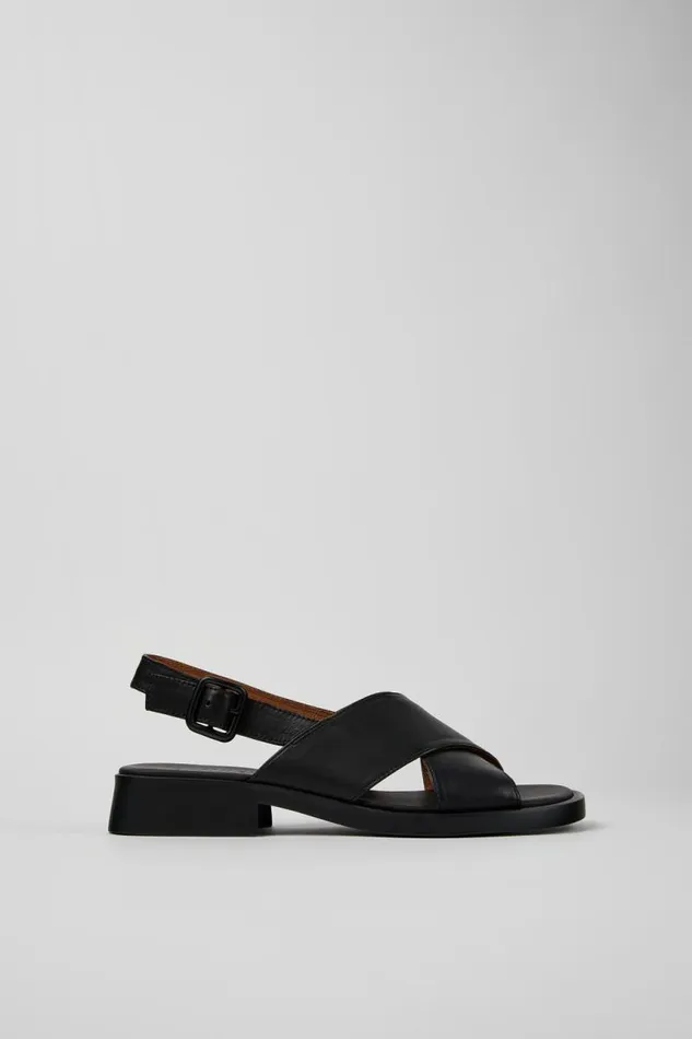 Women Camper Sandals Dana Black Leather Sandals