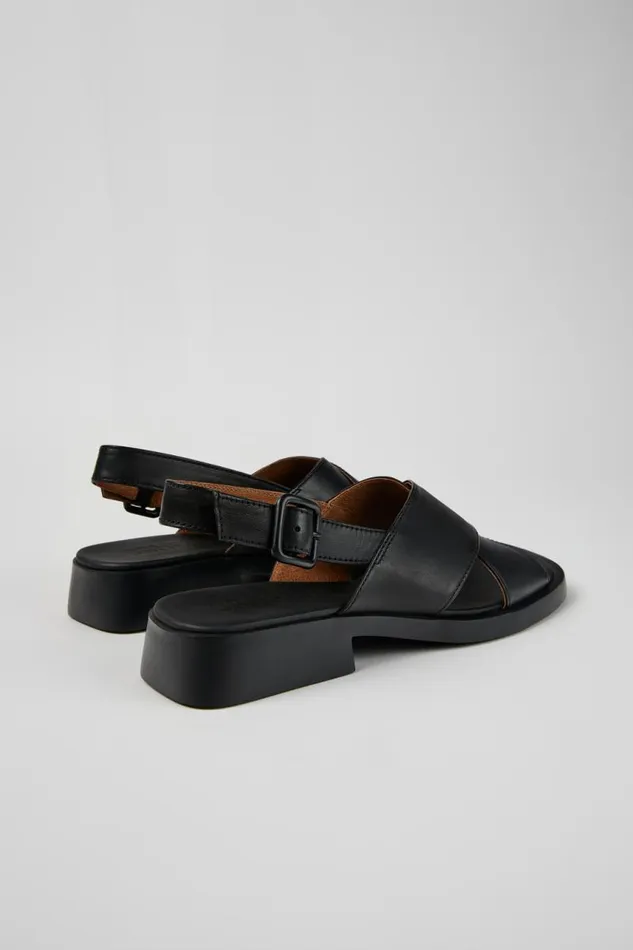 Women Camper Sandals Dana Black Leather Sandals