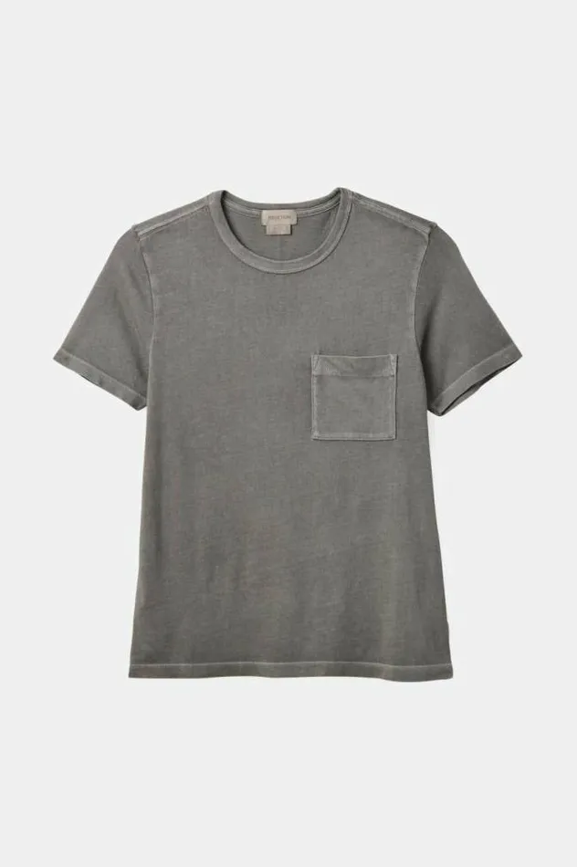 Women Carefree Organic Garment Dye Perfect Pocket TShirt Washed Black Brixton Tops