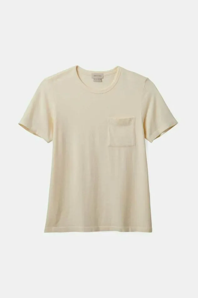 Women Carefree Organic Garment Dye Perfect Pocket TShirt White Smoke Brixton Tops