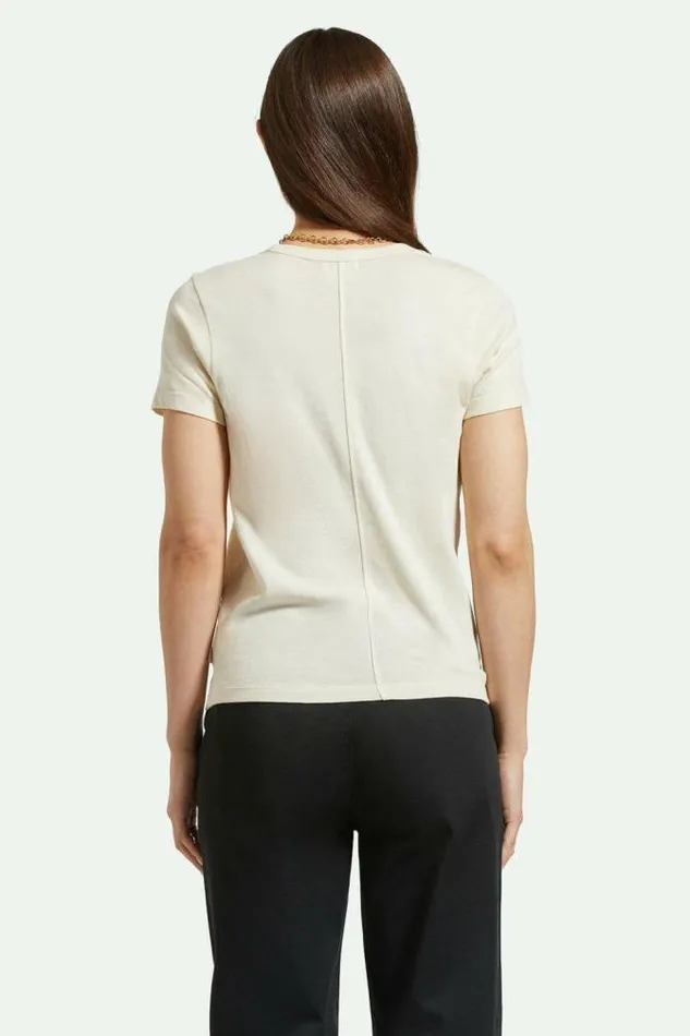 Women Carefree Organic Garment Dye Perfect Pocket TShirt White Smoke Brixton Tops