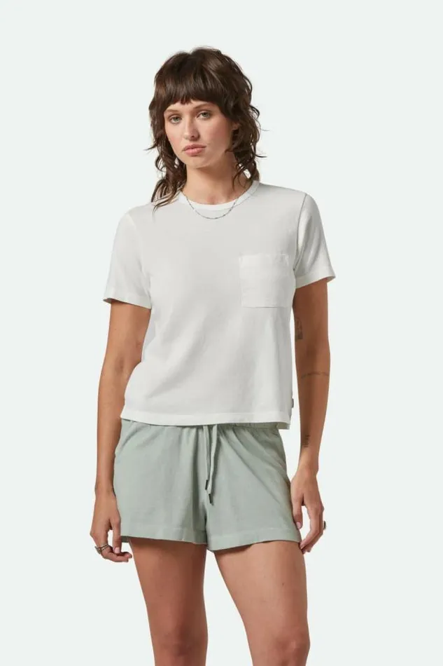 Women Carefree Organic Garment Dye Perfect TShirt Off White Brixton Tops