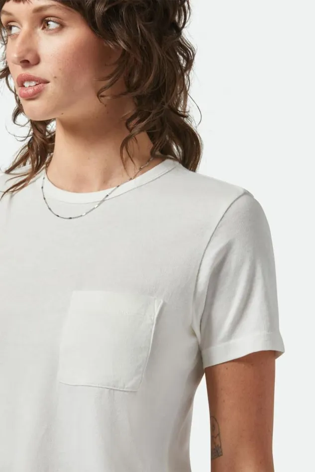 Women Carefree Organic Garment Dye Perfect TShirt Off White Brixton Tops