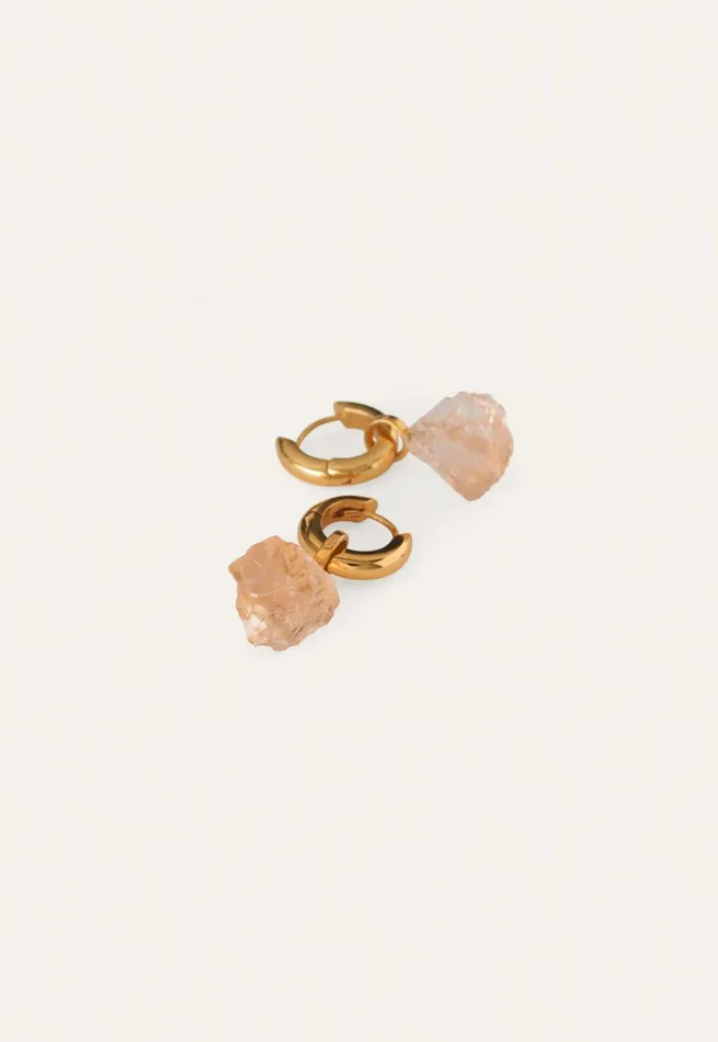 Women Champagne Stone Earrings Gold And Champagne Poetry Fashion Jewellery