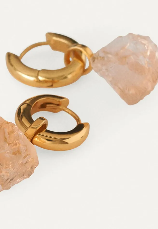 Women Champagne Stone Earrings Gold And Champagne Poetry Fashion Jewellery