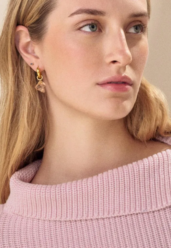 Women Champagne Stone Earrings Gold And Champagne Poetry Fashion Jewellery