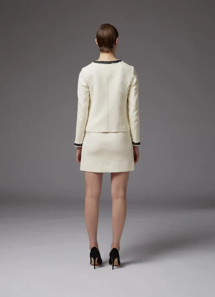 Women Charlie Cream Tweed Trim Jacket Cream LKBennett Coats and Jackets