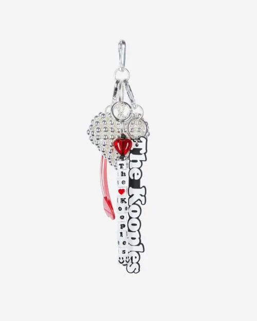 Women Charms The Kooples Black And White Logo Bag Charm White