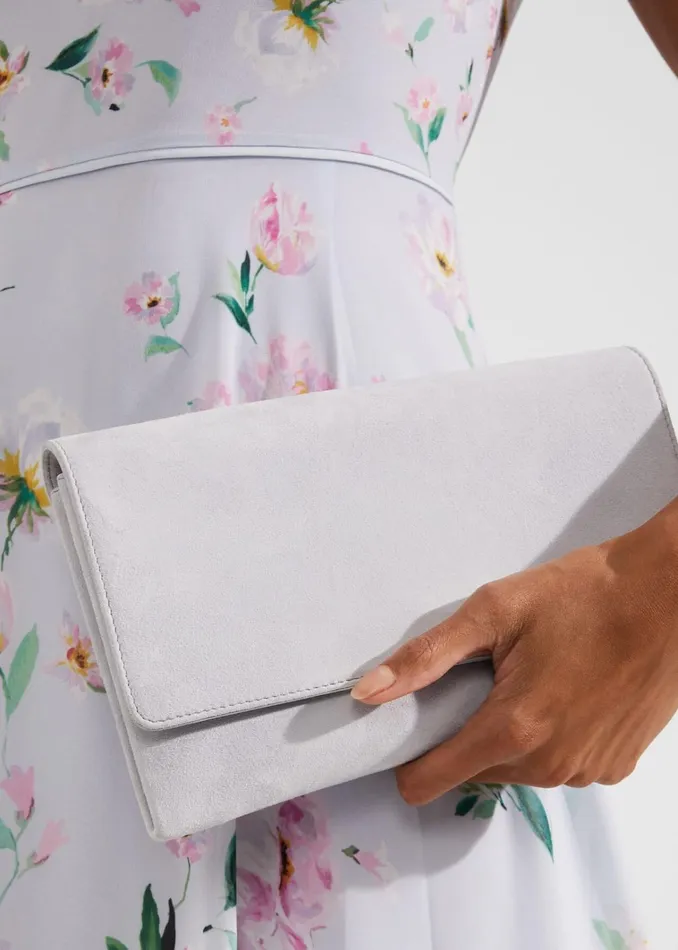 Women Chelsea Suede Clutch Bag Pale Blue Hobbs Bags