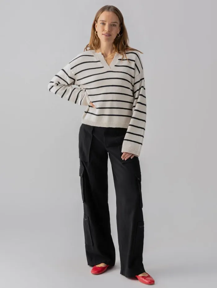 Women Chill Vibes Sweater Chalk Black Stripe Sanctuary Clothing Sweaters and Cardis