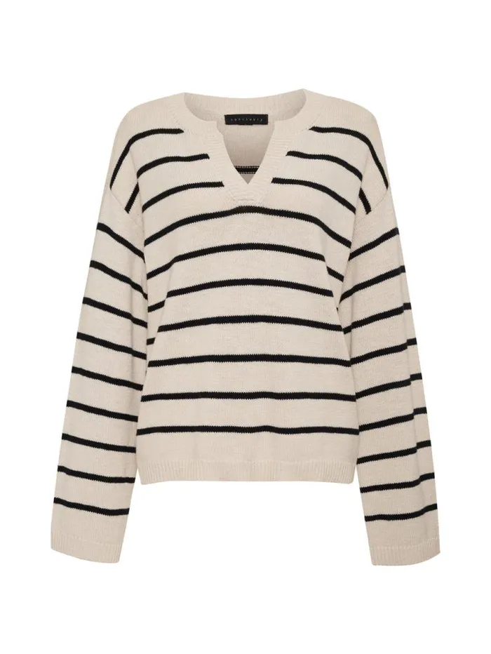 Women Chill Vibes Sweater Chalk Black Stripe Sanctuary Clothing Sweaters and Cardis