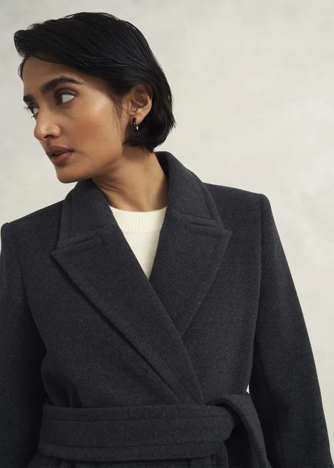 Women Clarendon Wool Blend Coat Charcoal Hobbs Coats and Jackets