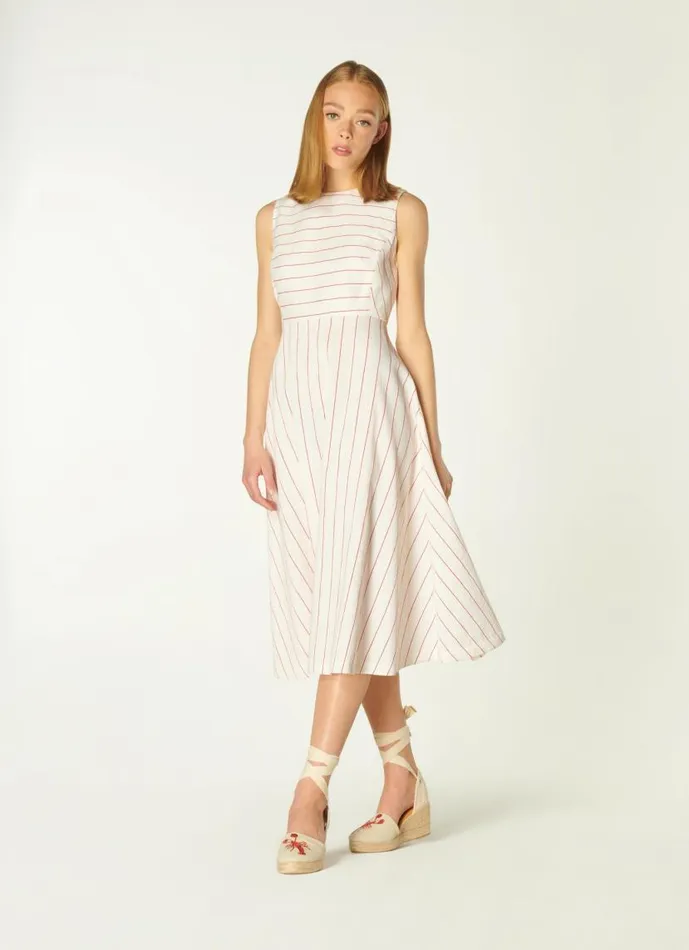 Women Clementine Cream And Red Stripe CottonLinen Dress Multi LKBennett Dresses Women Clementine Cream And Red Stripe CottonLinen Dress Multi LKBennett Dresses