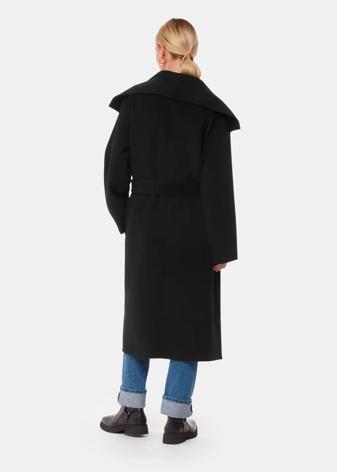 Women Coats and Jackets Whistles Black Cosima Double Face Collar Coat