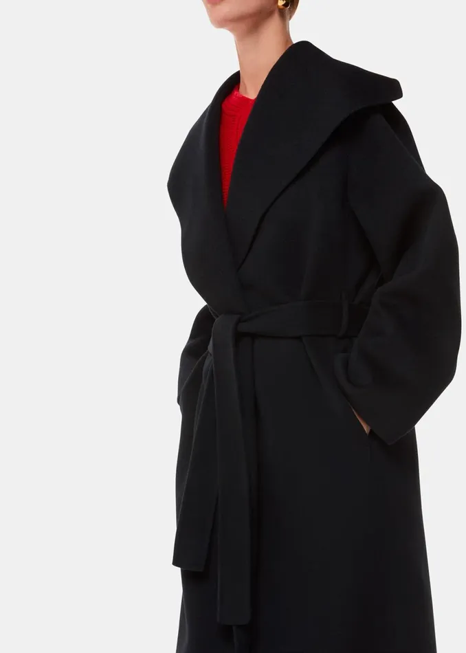 Women Coats and Jackets Whistles Black Cosima Double Face Collar Coat