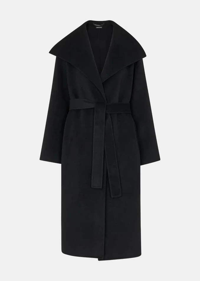 Women Coats and Jackets Whistles Black Cosima Double Face Collar Coat