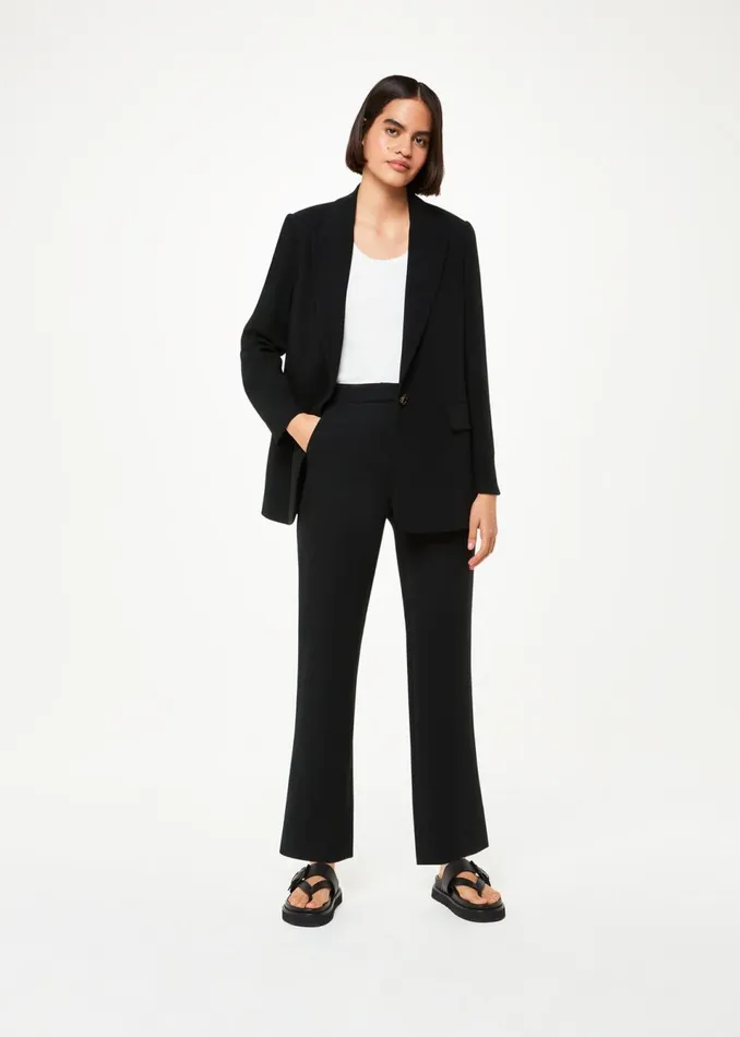 Women Coats and Jackets Whistles Black Crepe Boyfriend Blazer
